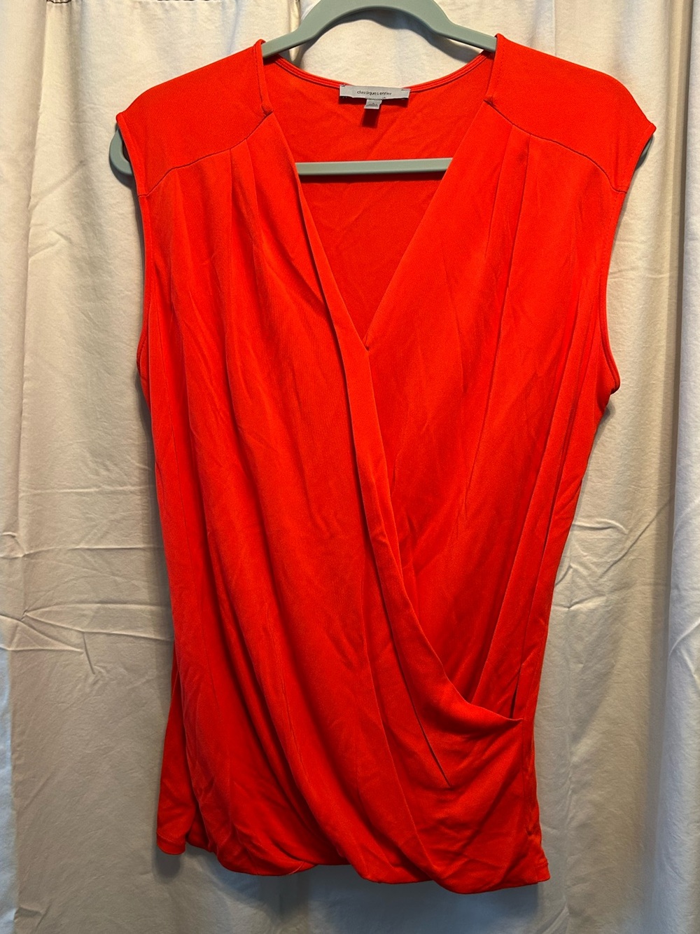 Classiques Entier Red Sleeveless Surplice Draped Top